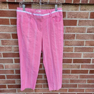 Talbots Stretch Capri Pants Women's Size 12 Pink Ribbed Made in USA